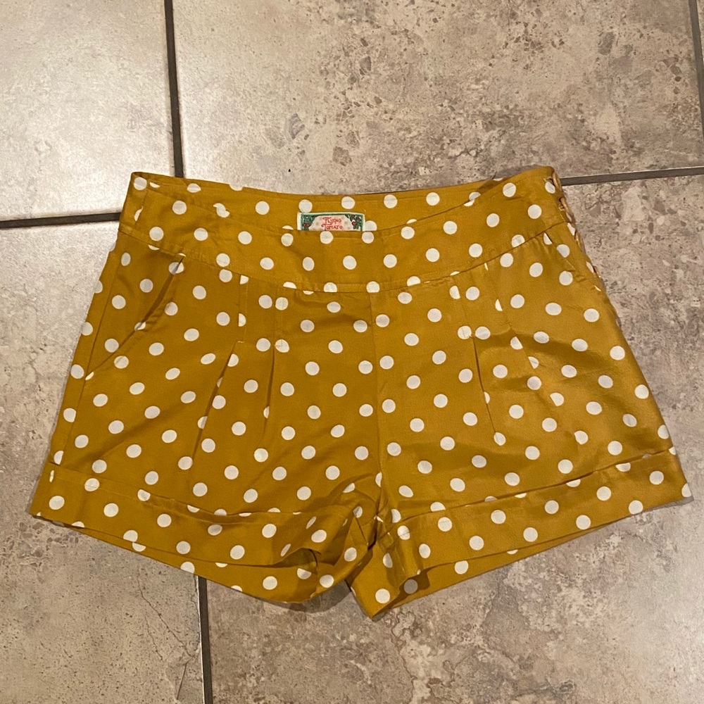 Yellow Polka Dot Silk Shorts